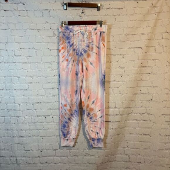 Simply Southern Pink and Blue Tie-Dye Joggers with Elastic Waist - Picture 1 of 7